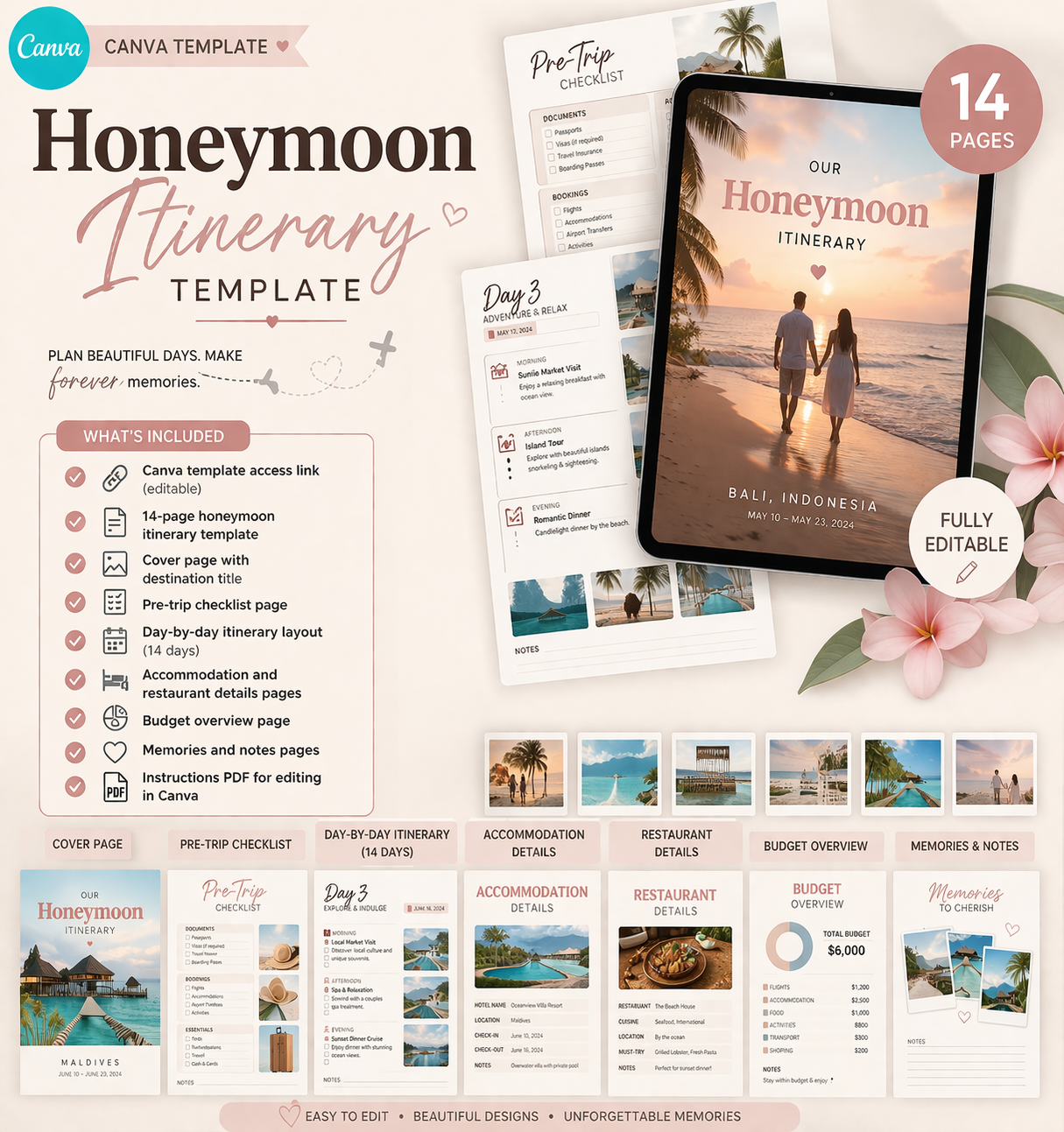 Honeymoon Itinerary Template